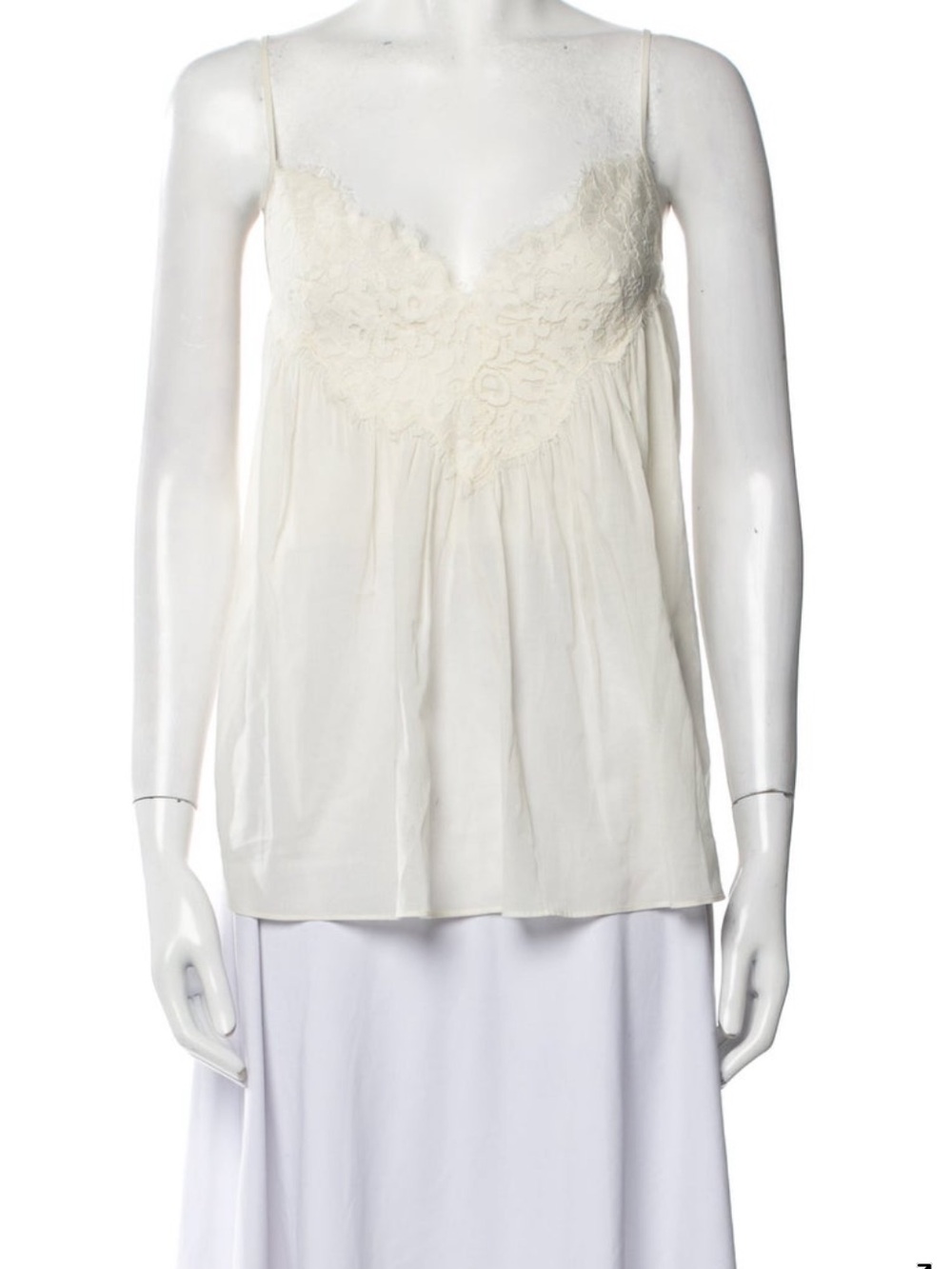 A.L.C. Cream Lace-Trim Silk Camisole